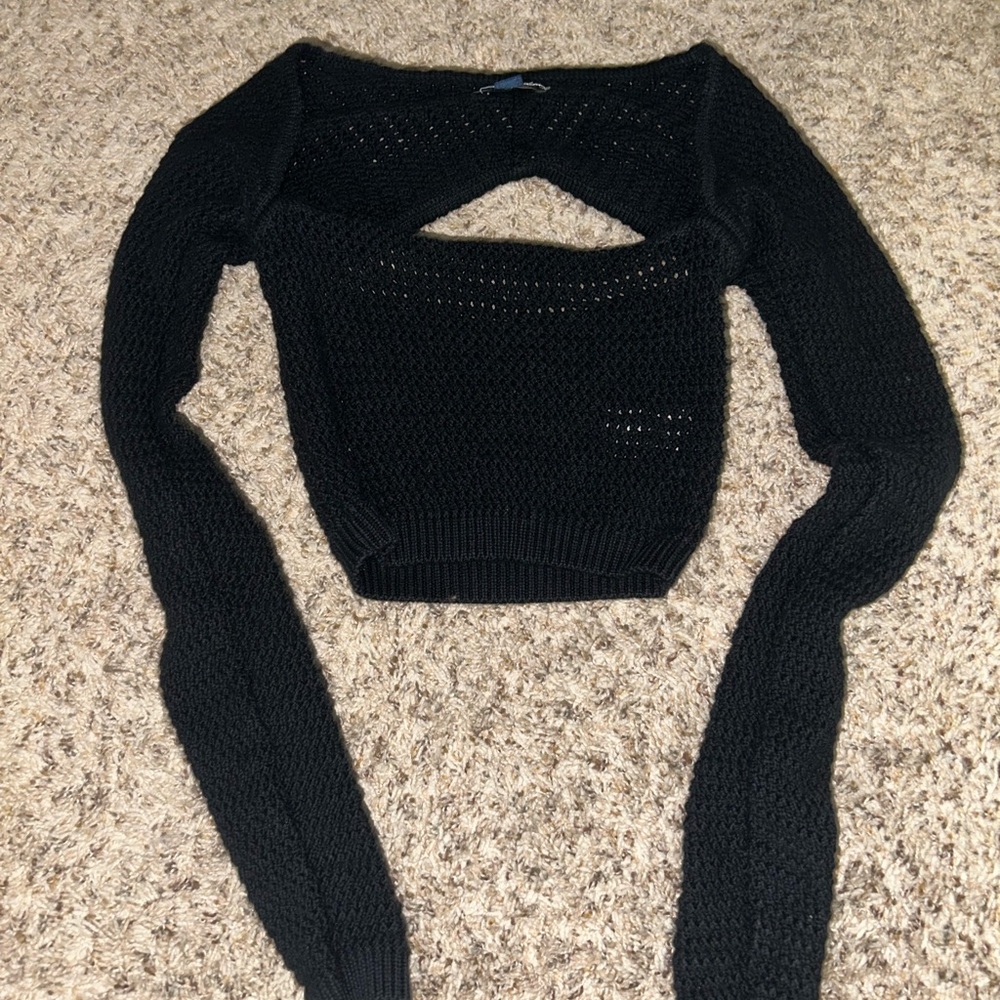 American Eagle Outfitters Black Off-the-Shoulder Sweater